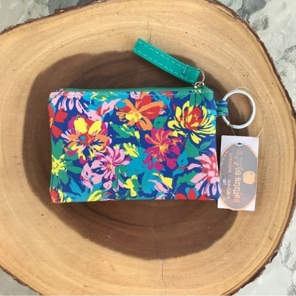 NWT Vibrant Lilly Pulitzer style Tropical Floral ID Card‎ Case Holder & Key Ring